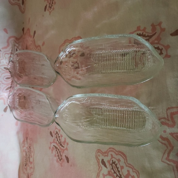4 Vintage Corn on the Cob Glass Dish Vintage Corn on the Cob Glass Plate Clear - Picture 4 of 10